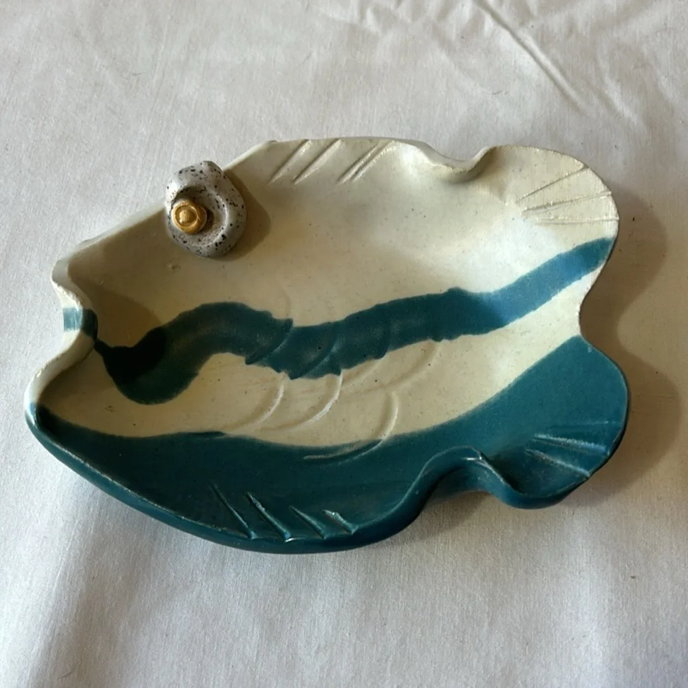 Pottery Fish Shaped Soap Dish Handmade